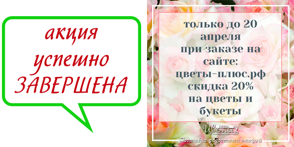 скидка - 20% на Букеты и Цветы до 20 апреля